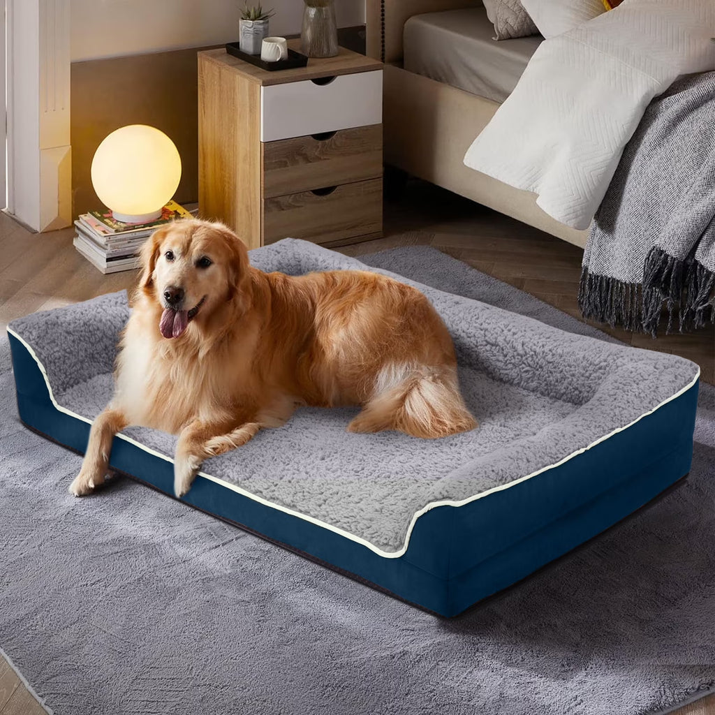 Orthopedic Dog Sofa Bed with Non-Slip Base and Removable Washable Cover, Supportive Egg Crate Foam for Dogs of All Sizes (S to XL)