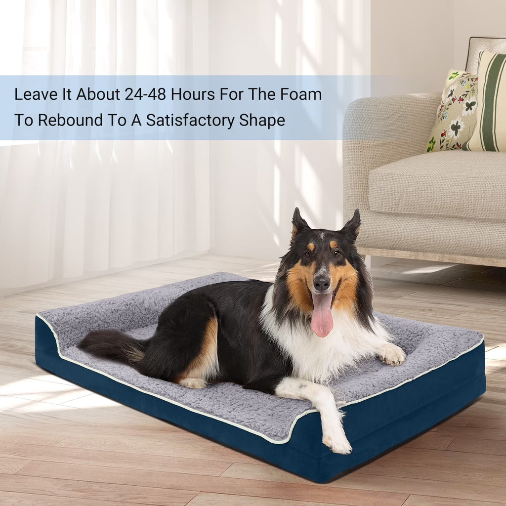 Orthopedic Dog Sofa Bed with Non-Slip Base and Removable Washable Cover, Supportive Egg Crate Foam for Dogs of All Sizes (S to XL)