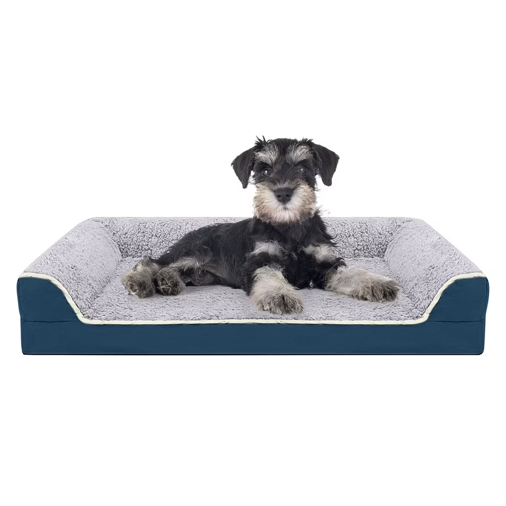 Orthopedic Dog Sofa Bed with Non-Slip Base and Removable Washable Cover, Supportive Egg Crate Foam for Dogs of All Sizes (S to XL)